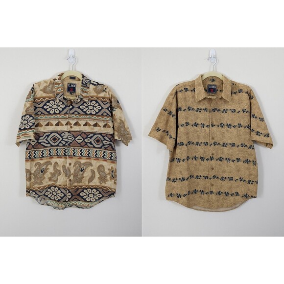 Lot 2 Chaps Ralph Lauren Men's Sz L Southwestern Hawaiian Short Sleeve Shirt VTG - Picture 1 of 16